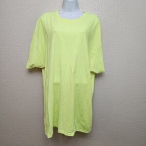 Fruit of The Loom Platinum Neon Yellow T Shirt 2XL Lightweight Crew Neck Soft